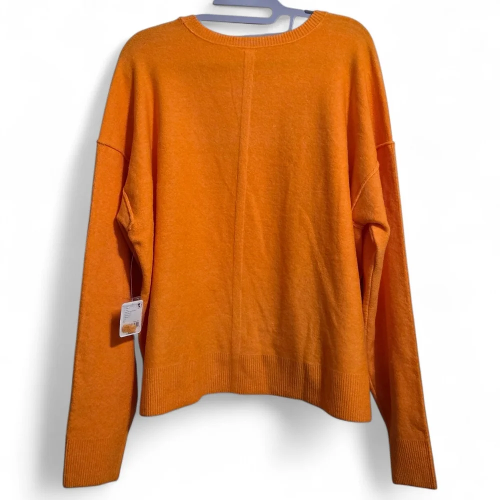 Free People Luna Slouchy Soft Wool Blend Sweater Marigold Orange Oversized Small